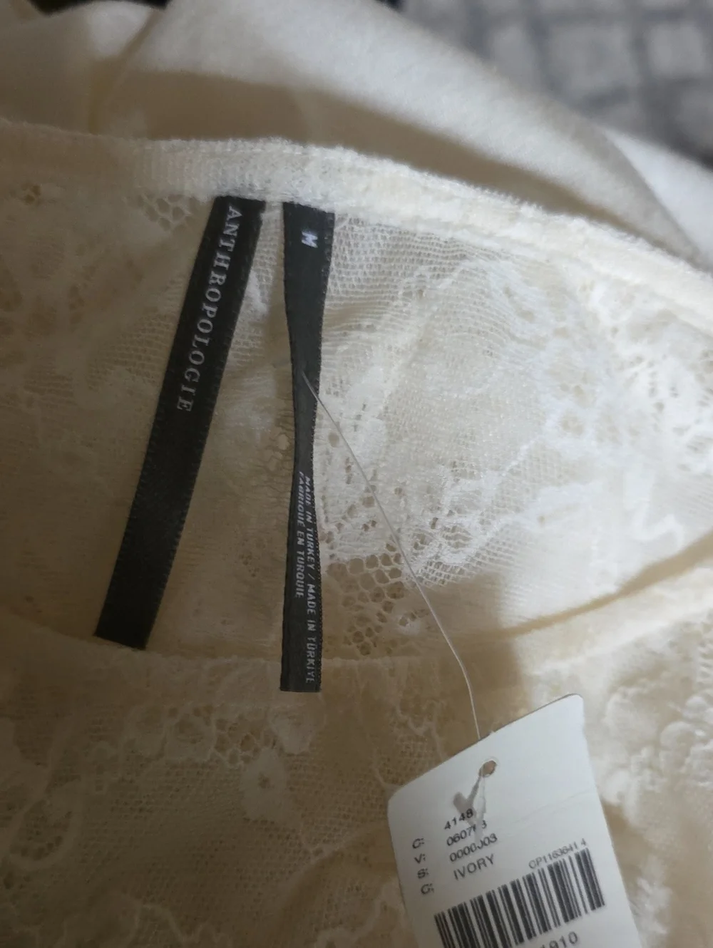 NWT Anthropologie Long Sleeve Ivory Lace Shirt